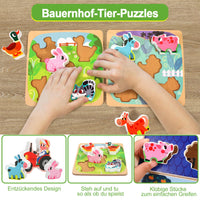 1 x RAW Customer Returns Montessori toys for children from 1 2 3 years, plug-in game farm wood with puzzle, children s toys wooden toys motor skills toys from 1 year, baby toys motor skills cube gifts for girls boys - RRP €28.22