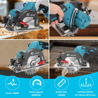 1 x RAW Customer Returns Brushless mini circular saw, hand-held circular saw for Makita 18 V Li-Ion battery with 3 saw blades, can cut diagonally 6000RM min multifunctional saw for woodworking without battery  - RRP €98.98