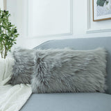 1 x RAW Customer Returns LIGICKY Faux Fur Cushion Cover Solid Color Plush Soft Artificial Fur Throw Pillow Case Decorative Rectangle Cushion Cover for Sofa Bedroom Car, 30 x 50 cm Gray - RRP €14.11