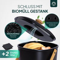 1 x RAW Customer Returns ZUKUNFTSENKEL organic waste bin kitchen 4L odor-proof black with replacement filter and 50 organic waste bags replacement filter, 2 pieces  - RRP €34.99