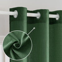 1 x RAW Customer Returns MIULEE Set of 2 Voile Curtain Sheer Linen Curtain with Eyelets Transparent Irregular Texture Translucent Curtain for Bedroom 245 x 140cm H x W Dark Green - RRP €38.69