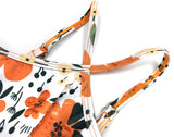 1 x Brand New SHEKINI Bikini Girls One-Piece Swimsuit Hawaiian Ruffle Printed Swimwear with Adjustable Swimming Suit Teenager for 6-14 Years 6 Years, Orange  - RRP €27.6