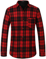 1 x Brand New SSLR Men s Flannel Shirt Long Sleeve Shirt Lumberjack Shirt Men s Long Sleeve Button Down Checkered Shirt X-Large, Red Black Black  - RRP €26.46