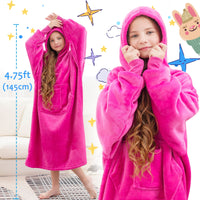 1 x RAW Customer Returns FUSSEDA Oversized Wearable Blanket Sweatshirt, Super Thick Warm Sherpa Fleece Cuddly Blanket Hoodie with Pockets and Sleeves for Adults and Children - RRP €39.99