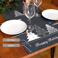 2 x RAW Customer Returns Style and Charm Christmas Table Runner Happy Holidays anthracite with white, 40 x 150 cm Christmas decoration for dining room, kitchen and living room washable with stain protection and non-iron - RRP €30.24