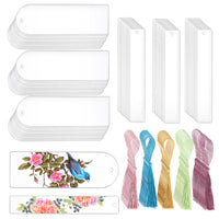 1 x RAW Customer Returns Plmvhpb Set of 60 Rectangular White Acrylic Bookmarks with 30 Colorful Tassels for DIY Projects and Graduation Day Gift - RRP €18.0