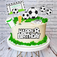 19 x Brand New Cake decoration set, 36 pieces football cake decoration birthday, cake topper cake decoration sets contain jerseys, football boots, trophies, footballs, goals, birthday flags with congratulations - RRP €114.76