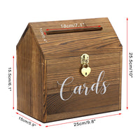 1 x RAW Customer Returns SUMNACON Vintage 25CM Wooden Card Box with Lid Love Lock Wedding Card Box for Anniversary Christmas Wedding Birthday Baby Shower Party Gift Cards Letter Box White, Brown  - RRP €34.27