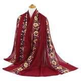 1 x Brand New DAMILY Red Scarves Shawls for Women Embroidered Floral Printed Scarf Lightweight Cotton Scarf Stoles Fashionable Beach Towel Red  - RRP €18.14