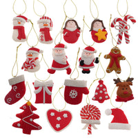 1 x RAW Customer Returns Hvfun Christmas Tree Decorations Set - 18 Unique Holiday Ornaments Clay Material Charming Christmas Set in Red and White Festive Hanging Ornament Set - RRP €33.31