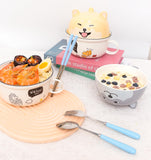 1 x RAW Customer Returns Puppy Ramen Bowl with Lid, Cute Cartoon Salad Bowl Soup Bowl with Handle, 700ml Ceramic Instant Noodle, Large Spaghetti Bowl with Chopsticks Spoon and Fork for Kids Gift - RRP €27.22