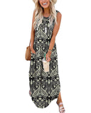 1 x RAW Customer Returns AUSELILY Summer Dress Maxi Women Sleeveless Beach Dress Long Maxi Dresses with Pockets Boho Floral Black XL - RRP €30.0