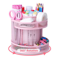 1 x RAW Customer Returns POPRUN children s desk organizer rotating, pencil holder, pencil quiver rotating made of metal wire, suitable for school and office pink - RRP €22.26