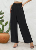 1 x RAW Customer Returns BEIGAI Women s Pants Summer Casual High Wasited Wide Pants Elegant Comfortable Pants with Pockets, Black, XL - RRP €34.99