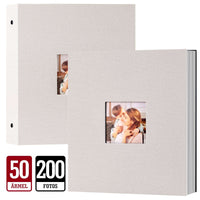 1 x RAW Customer Returns Lanpn Photo Album 13x18 cm 200, Linen Slip-in Album for Landscape Format 200 13 x 18 Photos Beige - RRP €19.9