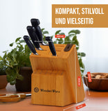 1 x RAW Customer Returns Knife block without knives made of wood, knife block with knife sharpener, for 12 knives and a pair of scissors - RRP €29.24