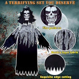 12 x Brand New BARVERE Grim Reaper Costume, Soul Taker Set with Sickle, Belt, Gloves, Cape with Hood and Chain, Death Costume Men for Your Halloween Carnival Mardi Gras Cosplay Party - XL - RRP €223.08