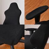 1 x RAW Customer Returns Gaming chair covers Gaming chair cover 4 pieces, office chair swivel chair cover with armrests chair back cover, stretchable chair covers for computer gaming chair, racing style, office chair - without chair, black - RRP €25.98