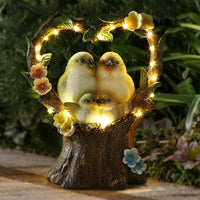 1 x RAW Customer Returns HIAME Garden Decoration Figures Solar Rust Garden Decoration for Garden, Garden Figures Solar Illuminated Love Heart Bird Sculpture Ornaments for Outdoors, Resin Sculpture Animal Statues Figures with Solar Light C  - RRP €30.04