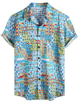 1 x RAW Customer Returns Yuson Girl Hawaiian Shirt Men s Funky Hawaiian Shirt Men s Short Sleeve Leisure Shirt Button Down Cotton Summer Shirt Hawaiian Print Beach Shirt Holiday Shirt Beach Travel Shirt Sky Blue, XXL  - RRP €21.8