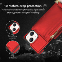 1 x Brand New LOKASS Case for iPhone 14 5G with Neck Strap, Cell Phone Case iPhone 14 Leather Folding Case Shockproof Protective Case Card Slot Wallet Stand Function Girls iPhone 14 Case with Chain Shoulder Strap - Red - RRP €23.18