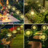 1 x RAW Customer Returns Joysing Garden Decoration Solar Garden Light Outdoor, 4 x 120 LED Solar Fireworks Lights with Remote Control, 8 Modes Garden Plug Solar Lights Waterproof Solar Lamps for Garden Patio Decoration Warm White - RRP €29.99