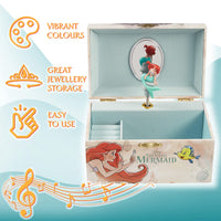 1 x RAW Customer Returns Disney Encanto Jewelry Box Girls Music Box Frozen Ariel or Mirabel Musical Jewelry Box for Children, Beige Arielle  - RRP €24.58