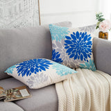 2 x Brand New Cushion cover summer blue and grey dahlia modern sofa cushion throw pillow linen cushion cover decorative couch cushions square soft cushion covers cover for sofa bench bed car 45x45 - RRP €26.2