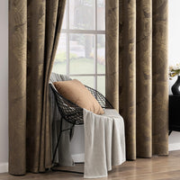 1 x RAW Customer Returns MIULEE Velvet Curtains with Gold Foil Leaves Pattern, Pack of 2 Taupe Velvet Curtains with Eyelets, Each 245 cm High, Super Soft Velvet Curtain, Opaque for Decoration, Living Room, Bedroom, Beautiful Velvet Curtain - RRP €40.84