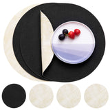 1 x RAW Customer Returns Myir JUN Placemats and Coasters Set of 4, Round Placemats 36cm Plastic Leather Breakfast Placemats Waterproof Washable Placemat Cream Black, Set of 4  - RRP €20.53