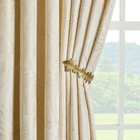 1 x RAW Customer Returns MIULEE Curtains Velvet with Gold Foil Leaves Pattern, 2 Pieces Cream Velvet Curtains with Eyelets, Each 225 cm High, Super Soft Velvet Curtain Opaque for Decoration Living Room Bedroom, Beautiful Velvet Curtain - RRP €38.3