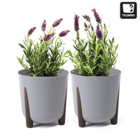 1 x RAW Customer Returns TULMERO flowerpot matt, plant pot made of plastic, decorative pot for large and small plants, set of 2 flower pots, flower pot herb pot, 2 pack gray, 30 cm - RRP €33.99