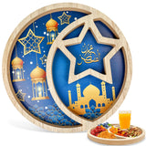 26 x Brand New Wooden Eid Mubarak Dessert Tray, Ramadan Wooden Tray, Eid Mubarak Plate Wooden Tray, Eid Mubarak Party Serving Display Holder for Eid Ramadan Islamic Celebrations C  - RRP €261.82