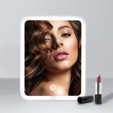 1 x RAW Customer Returns Fancii Portable LED Makeup Mirror, Travel Mirror with Light, 3 Color Settings and 10x Magnifying Mirror, Illuminated Makeup Mirror with Lighting, Dimmable - Aura Go White  - RRP €26.18