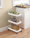 1 x RAW Customer Returns SONGMICS 3-Tier Storage Cart, Kitchen Shelf with Wheels, Bathroom Space-Saving Trolley, with Handles, 40 x 22 x 67 cm, White KSC019W01 - RRP €23.99