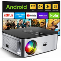 1 x RAW Customer Returns HORLAT Projector 4K Home Cinema Supported, 25000 Lumens, Projector Full HD 1080P Android TV , WiFi 6 Bluetooth Projector, Auto 4P Keystone Correction, 50 Zoom, Smart Projector with YouTube Prime Video - RRP €159.99