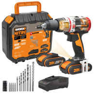 1 x RAW Customer Returns WORX NITRO 18V 20V MAX impact drill WX354.2, PowerShare, hammer drill, brushless motor, 60 Nm, 2-stage speed control, 10 mm reinforced concrete, 1 x 6 mm, 1 x 8 mm masonry drill, 2 x 2Ah battery - RRP €199.99