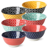 1 x RAW Customer Returns DOWAN cereal bowls set of 6, 680 ml cereal bowl, 15.2 cm cereal bowls colorful large, bowl set for dinner Christmas, serving bowl set for soup, salad, soup, cornflakes - RRP €39.3