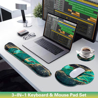 1 x RAW Customer Returns Acezeek 3-in-1 Mousepad Set, Mouse Pad with Gel Cushion Wrist Rest Keyboard Coaster, Mouse Pad XXL with Non-Slip, Ergonomic Mouse Pad, Pain Relief Mouse Pad for Games, Home, Office - RRP €18.14