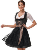 1 x RAW Customer Returns ELFIN Women s Midi Dirndl Elegant Traditional Dress Dirndl Dress Traditional Dress for Oktoberfest including Lace Dirndl Apron, Black, 42 - RRP €120.89