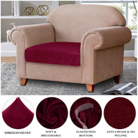 2 x Brand New TIANSHU Velvet Cushion Cover Sofa Cushion Cover Furniture Protective Cover Case Sofa Seat Cover Velvet Cushion Covers 1 Seater 1 Seater, Dark Wine  - RRP €31.98