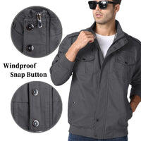 1 x RAW Customer Returns KEFITEVD Men s Jacket Lightweight Jacket Men s Flight Jacket Military Jacket Multi Pockets Hunting Jacket Basic Transition Jacket Outdoor Jacket Men Transition Jacket Dark Grey L - RRP €65.53