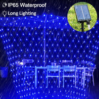 1 x RAW Customer Returns Solar LED Net Lights, 1.5 x 1.5M Waterproof Fairy Lights Net 8 Modes 96 LED Net Lights Curtain Lights with Remote Control Net Fairy Lights for Garden Christmas Wedding Party Decorations - RRP €21.12