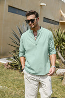 1 x RAW Customer Returns COOFANDY Summer Shirt Men Long Sleeve Linen Shirt Regular Fit Cotton Linen Shirt Summer Leisure Shirt Beach Casual Long Sleeve Shirt Green - RRP €33.98