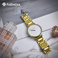 1 x RAW Customer Returns Fullmosa stainless steel watch strap, metal watch straps with quick release suitable for women and men, 18 mm gold - RRP €25.59