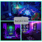 2 x Brand New Wall Cloth Fluorescent Butterfly Tapestry Glow Psychedelic Wall Hanging Boho Tapestry Wall Hanging Bedroom Room Art Decor 150x150cm 59x59inch , Butterfly  - RRP €40.8