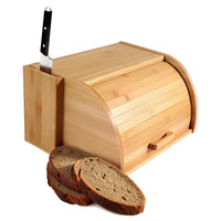 1 x RAW Customer Returns Vylure united practical bread bin made of bamboo 32x25x18 cm - Bread storage in the kitchen - Stylish knife block 18x8.5cm - Incl. integrated sliding function - RRP €30.24