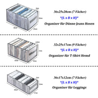13 x Brand New Manooby 6 Pack Wardrobe Organizer, Clothing Drawer Organization System, Mesh Closet Storage Boxes for Skinny Pants Jeans Black, 36 x 25 x 20 cm x 7 Compartments  - RRP €393.12
