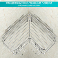 1 x RAW Customer Returns Yazoni shower shelf without drilling 2 pieces - shower shelf corner with hooks, shower shelf stainless steel for bathroom and kitchen silver  - RRP €26.99