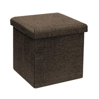 1 x RAW Customer Returns Bonlife Footstool Container for Sofa Low Stool Storage Cube Ottoman Linen Living Room Bedroom Coffee Table Brown 30x30x30cm - RRP €19.99